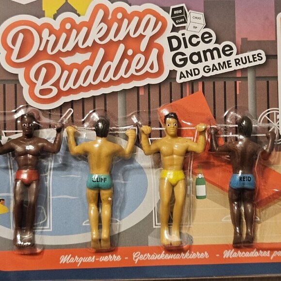 DRINKING BUDDIES Dice Game ~ Pool Party Figures Sexy Men NEW Sealed Package - Picture 3 of 3